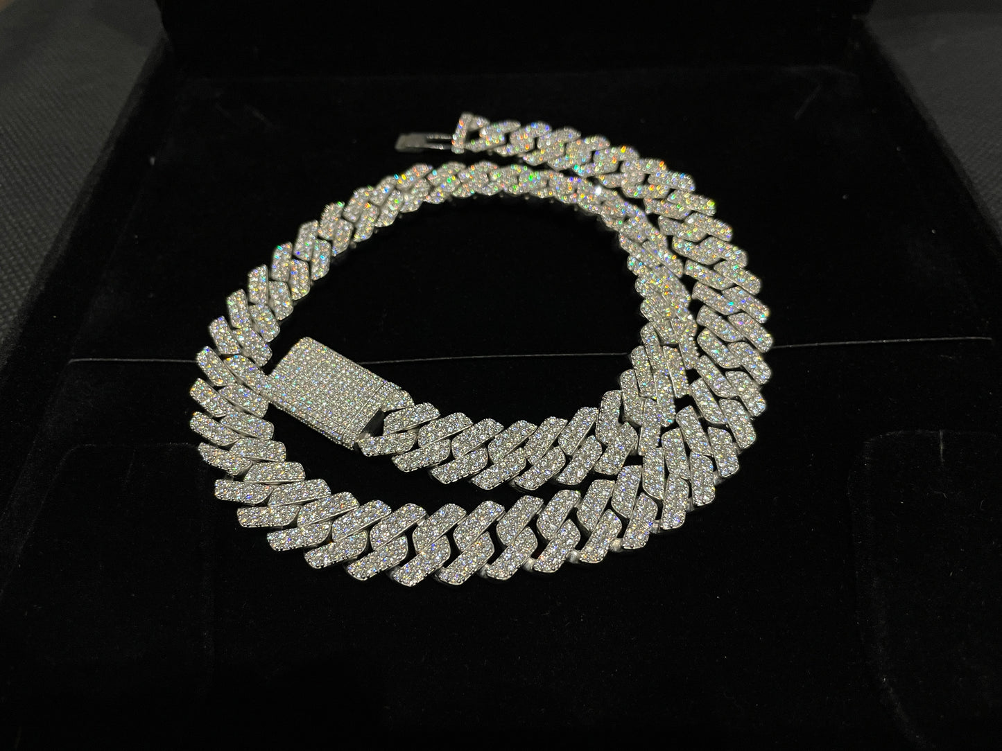 925 Silver Iced Out Cuban link Chain For Men's