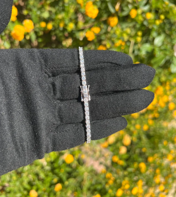 3mm 925 Sterling Silver Real VVS Diamond Tennis Bracelet