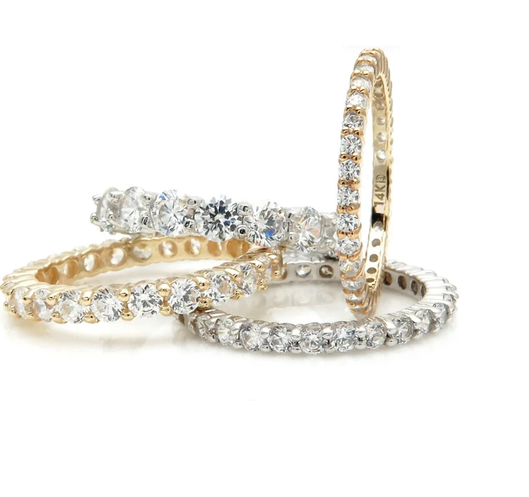 1.00ct Brilliant Cut Created Diamond Full Eternity Band Ring Solid 14k Yellow Gold Wedding Band, Anniversary, gift for her
