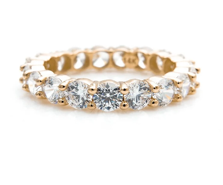 2.5ct Brilliant Cut Created Diamond Full Eternity Band Ring Solid 14k Yellow Gold Wedding Band, Anniversary, gift for her
