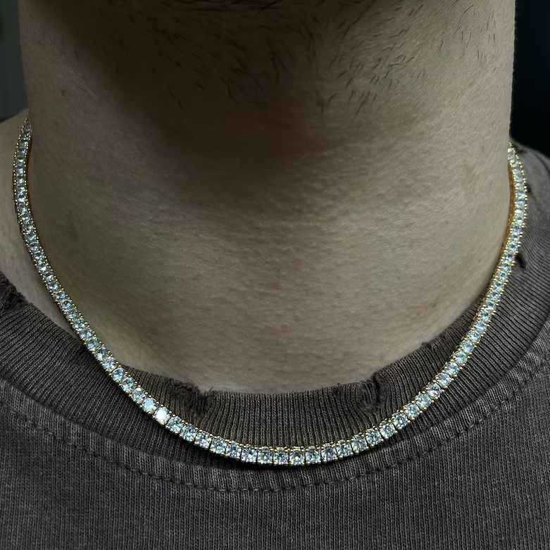 14k Gold Tennis Chain 3mm Diamond Necklace Bracelet | Daily use