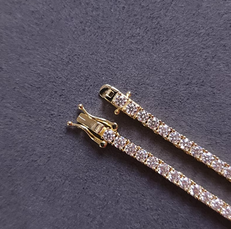 3mm VVS Moissanite Tennis Chain 14K Gold Vermeil | Gifts For Women | VVS1 Clarity