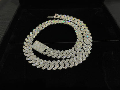 925 Silver Iced Out Cuban link Chain For Men's