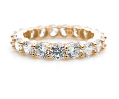 2.5ct Brilliant Cut Created Diamond Full Eternity Band Ring Solid 14k Yellow Gold Wedding Band, Anniversary, gift for her