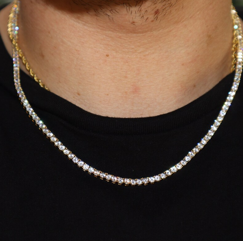 14k Gold Tennis Chain 3mm Diamond Necklace Bracelet | Daily use