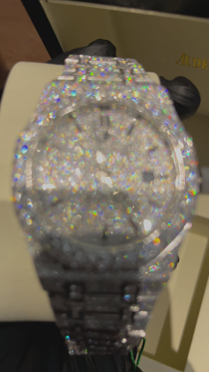 Moissanite Iced Out AP Watch / Luxury Fully Automatic VVS1 Moissanite Diamond Hip Hop Watch